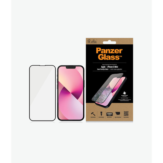 PanzerGlass - Tempered Glass Case Friendly AB za iPhone 13 mini, crna