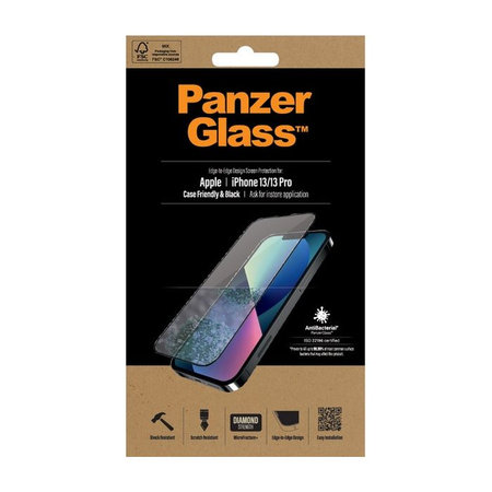 PanzerGlass - Tempered Glass Case Friendly AB za iPhone 13, 13 Pro in 14, črna