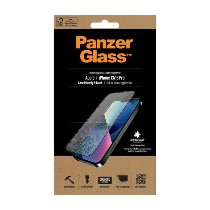 PanzerGlass - Tempered Glass Case Friendly AB za iPhone 13, 13 Pro in 14, črna