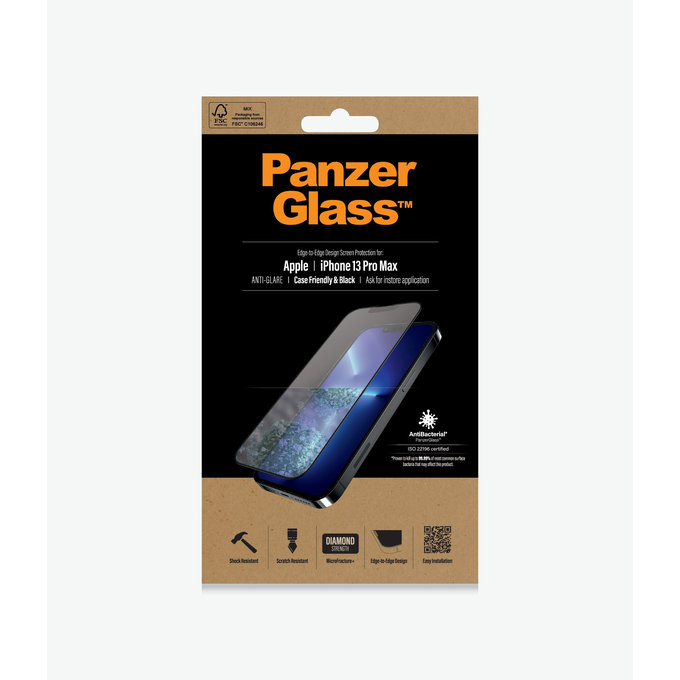 PanzerGlass - Tempered Glass Case Friendly Anti-Glare AB za iPhone 13 Pro Max & 14 Plus, crna