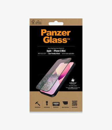 PanzerGlass - Tempered Glass Case Friendly Anti-Bluelight AB za iPhone 13 mini, crna