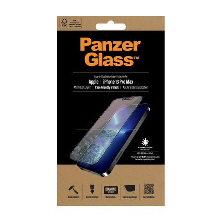 PanzerGlass - Tempered Glass Case Friendly Anti-Bluelight AB za iPhone 13 Pro Max & 14 Plus, crna