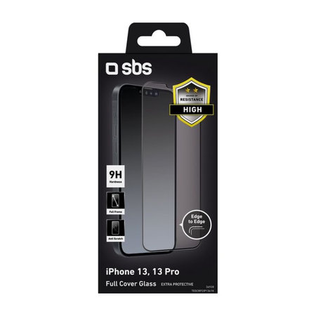 SBS - Kaljeno Staklo Full Cover za iPhone 13, 13 Pro, 14 i 16e, crna