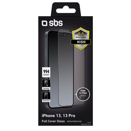 SBS - Kaljeno Staklo Full Cover za iPhone 13, 13 Pro, 14 i 16e, crna