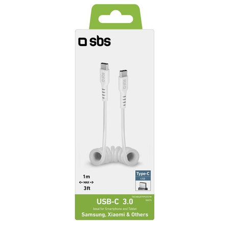 SBS - USB-C / USB-C kabel (1m), opružni, bijeli