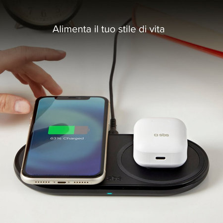 SBS - Dvostruki bežični punjač, crni