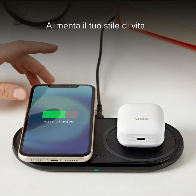 SBS - Dvostruki bežični punjač, crni
