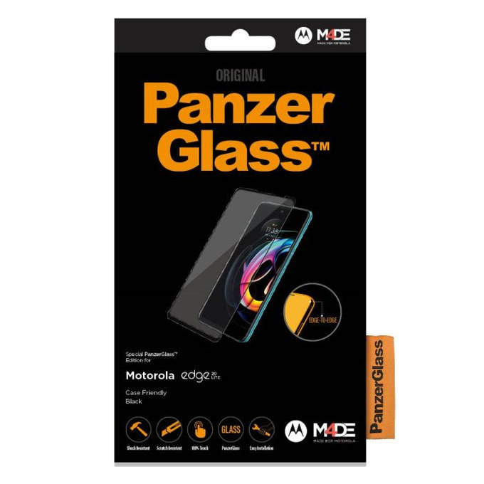 PanzerGlass - Tempered Glass Case Friendly za Motorola Edge 20 Lite, črna