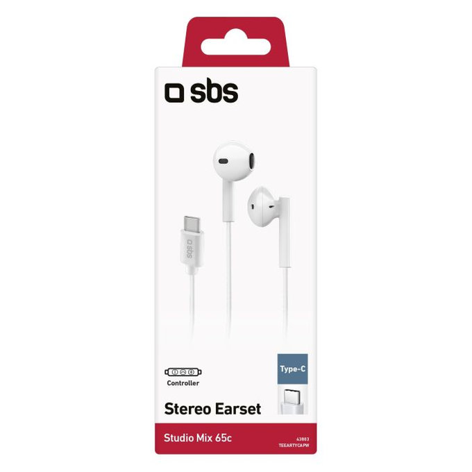 SBS - Slušalice Studio Mix 65c sa mikrofonom, USB-C, bijele