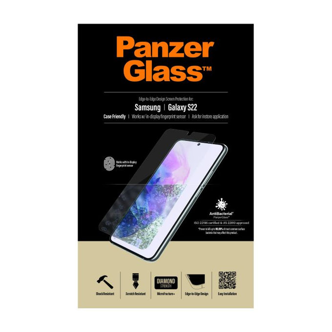 PanzerGlass - Tempered Glass Case Friendly AB za Samsung Galaxy S22, prozirno