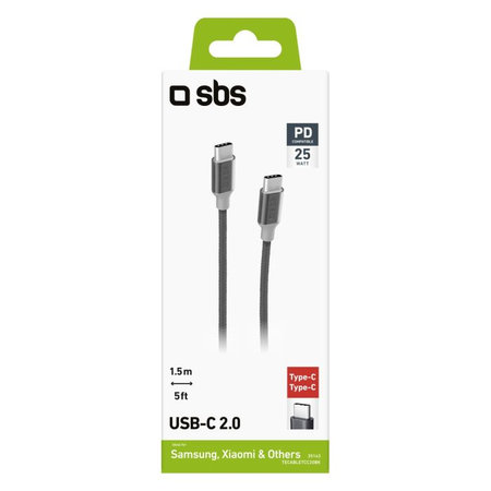 SBS - USB-C / USB-C kabel s PowerDelivery (1,5 m), crni