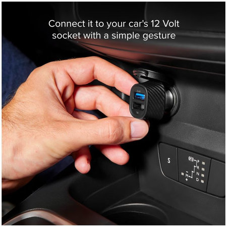 SBS - Auto punjač USB, USB, crni