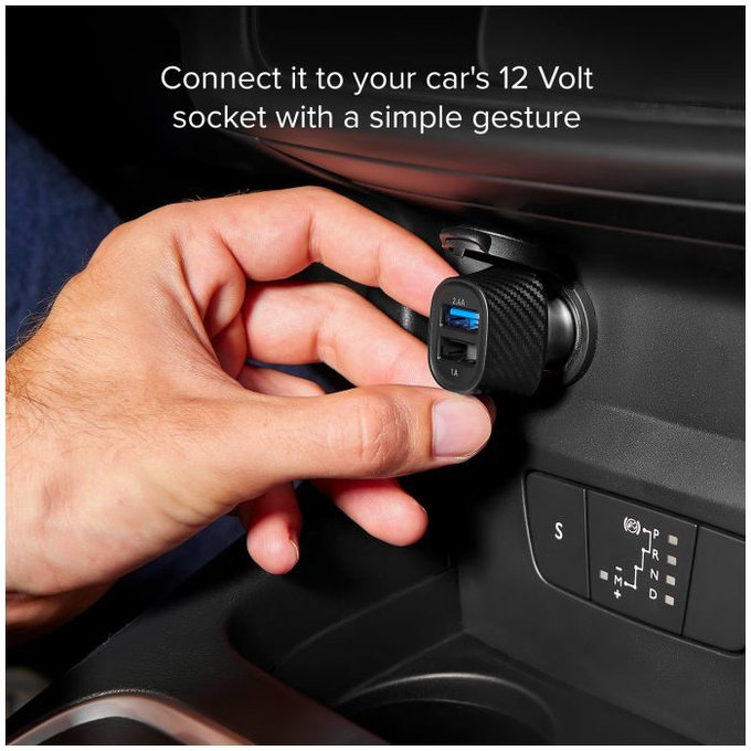 SBS - Auto punjač USB, USB, crni