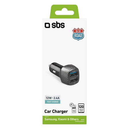 SBS - Auto punjač USB, USB, crni