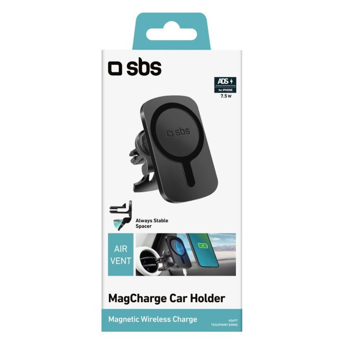 SBS - MagCharge auto držač za MagSafe punjenje u ventilacijski otvor, crni