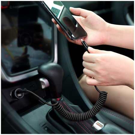 Baseus - Lightning / USB kabel (1m), opruga, crna