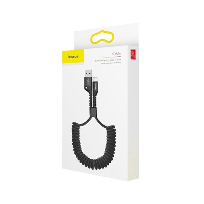 Baseus - Lightning / USB kabel (1m), opruga, crna