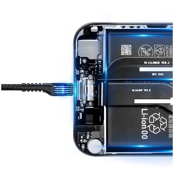 Baseus - USB-C / USB kabel (1m), opružni, crni