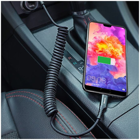 Baseus - USB-C / USB kabel (1m), opružni, crni