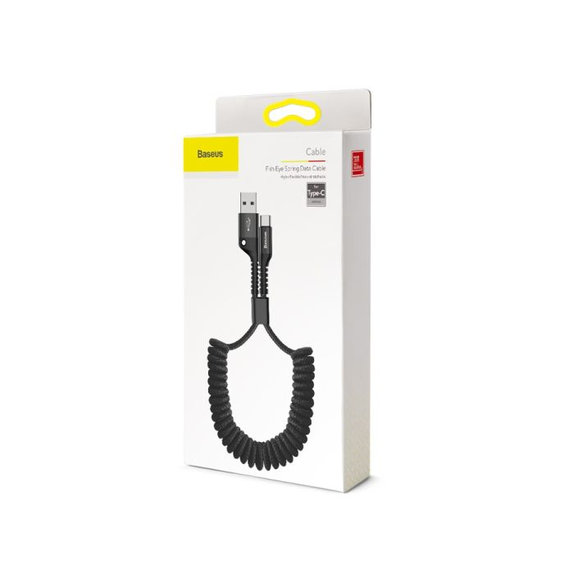 Baseus - USB-C / USB kabel (1m), opružni, crni