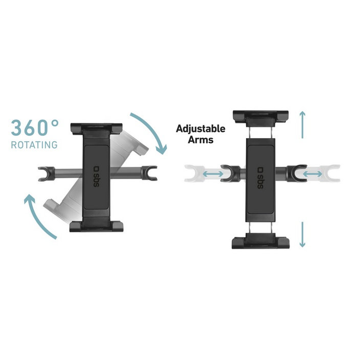 SBS - Držač za naslon za glavu Mount Pro za pametni telefon i tablet do 12,9", crni