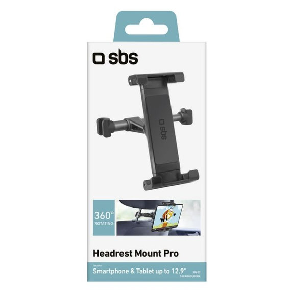 SBS - Držač za naslon za glavu Mount Pro za pametni telefon i tablet do 12,9", crni