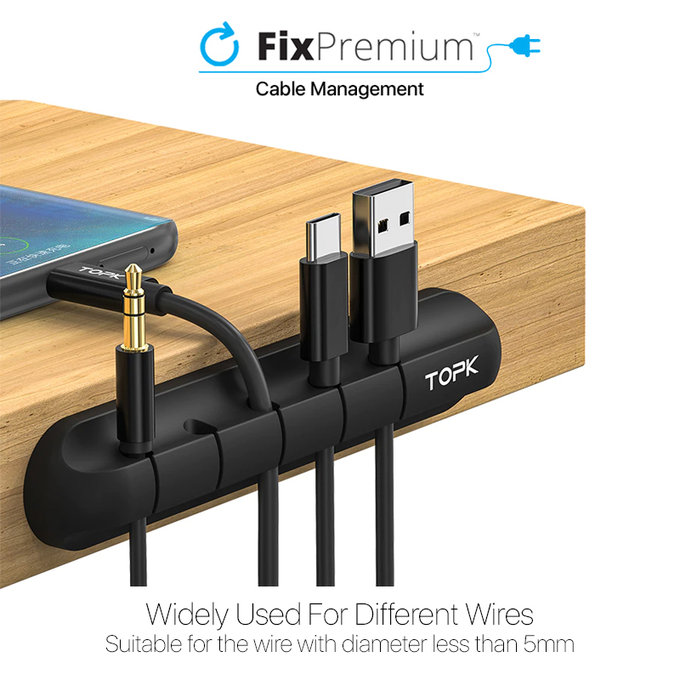 TOPK - Organizator kabela - Držač za 3 kabela, crni