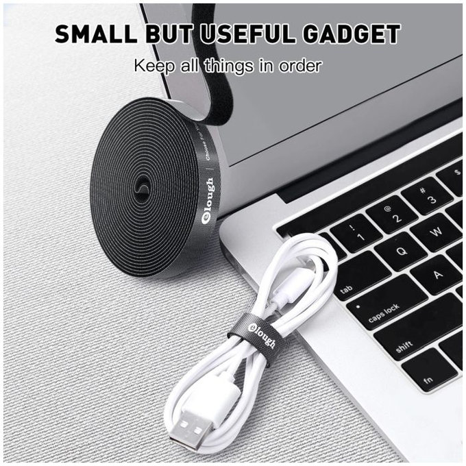 Elough - Organizator kabela - Traka za kabele (0,5 m), crna