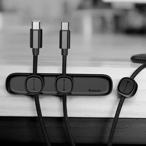 Baseus - Cable Organizer - Držač za 3 kabela, crni