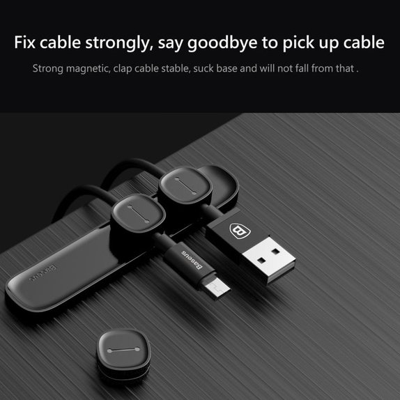 Baseus - Cable Organizer - Držač za 3 kabela, crni
