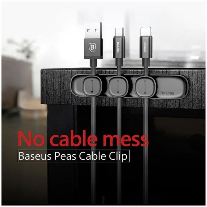 Baseus - Cable Organizer - Držač za 3 kabela, crni