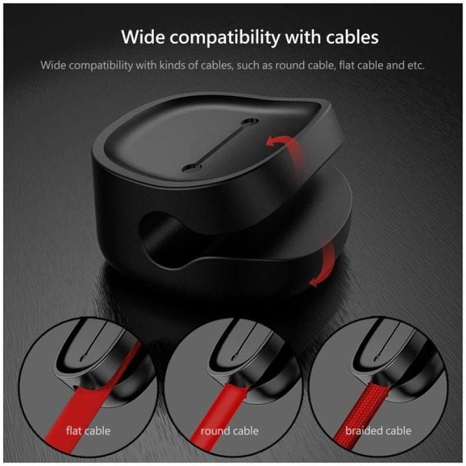 Baseus - Cable Organizer - Držač za 3 kabela, crni