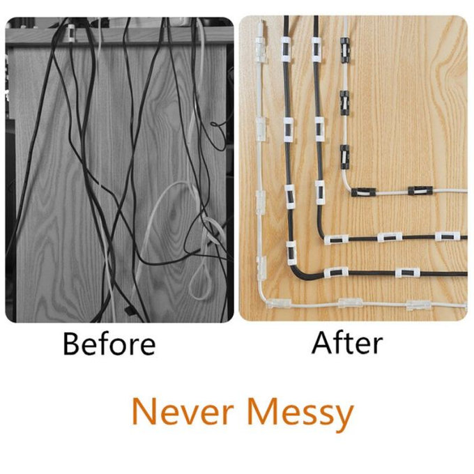 FixPremium - Organizator kabela - Stezaljke - Set od 10 komada, crni