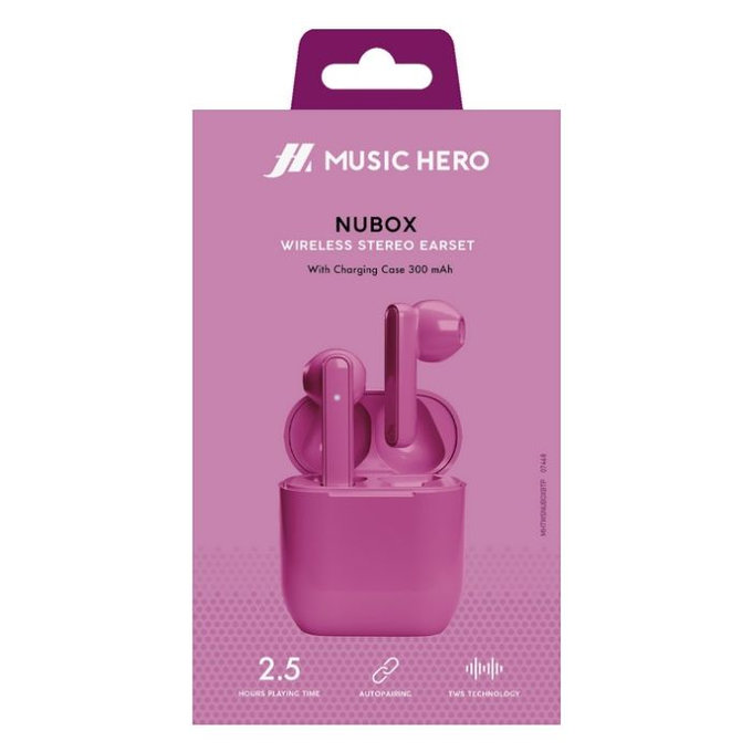 Music Hero - Bežične Slušalice TWS NUBOX, ružičasta