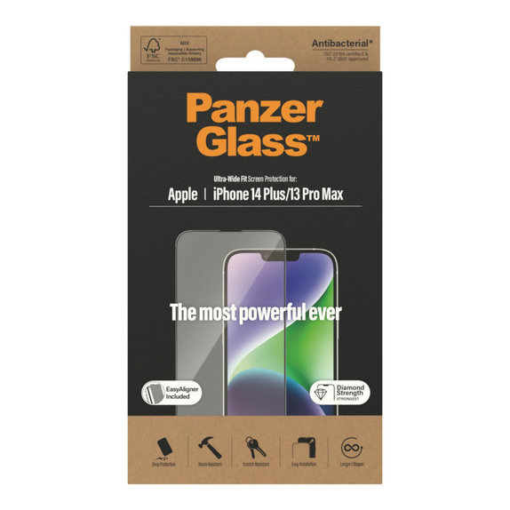 Kaljeno staklo UWF AB s aplikatorom za iPhone 14 Plus/13 Pro Max, Crna, PanzerGlass