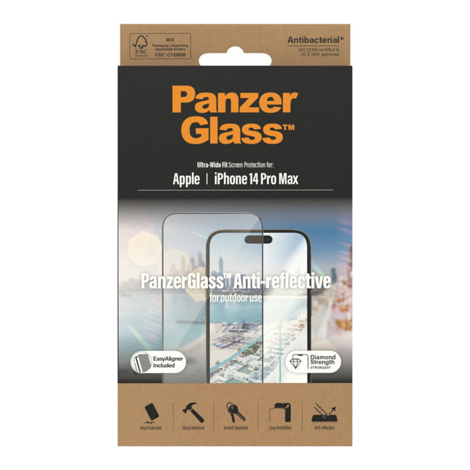 Kaljeno staklo UWF Anti-Reflective AB s aplikatorom za iPhone 14 Pro Max, Crna, PanzerGlass
