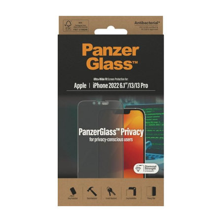PanzerGlass - Kaljeno Staklo UWF Privacy AB za iPhone 13, 13 Pro, 14 i 16e
