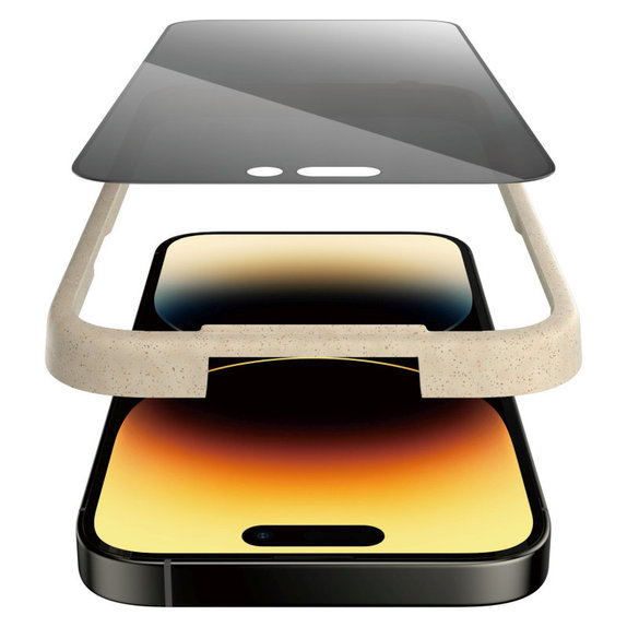 Kaljeno staklo UWF Privacy AB s aplikatorom za iPhone 14 Pro, Crna, PanzerGlass
