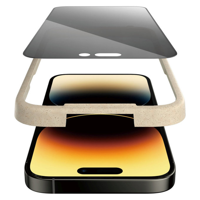 Kaljeno staklo UWF Privacy AB s aplikatorom za iPhone 14 Pro, Crna, PanzerGlass