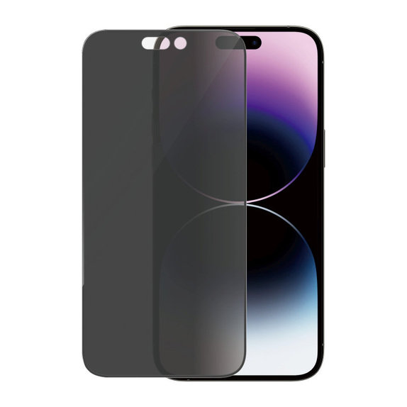 Kaljeno staklo UWF Privacy AB s aplikatorom za iPhone 14 Pro Max, Crna, PanzerGlass