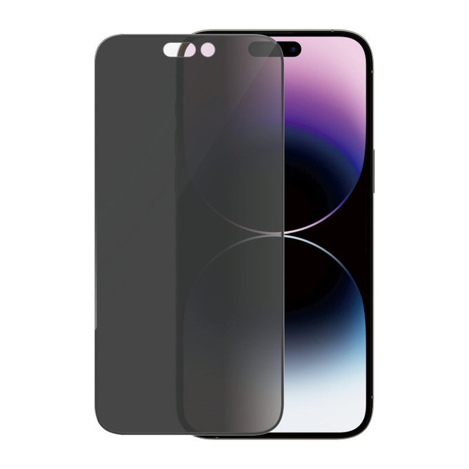 Kaljeno staklo UWF Privacy AB s aplikatorom za iPhone 14 Pro Max, Crna, PanzerGlass