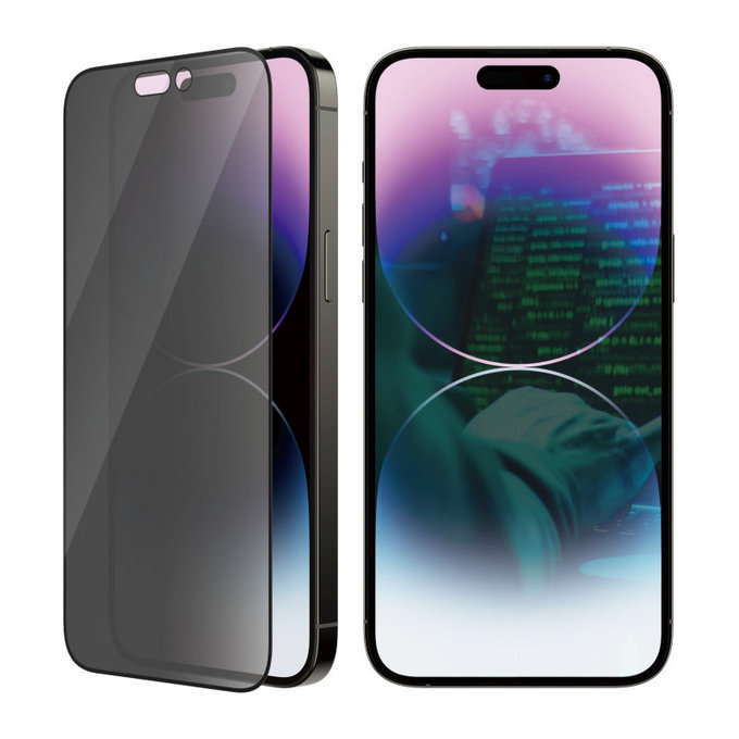 Kaljeno staklo UWF Privacy AB s aplikatorom za iPhone 14 Pro Max, Crna, PanzerGlass