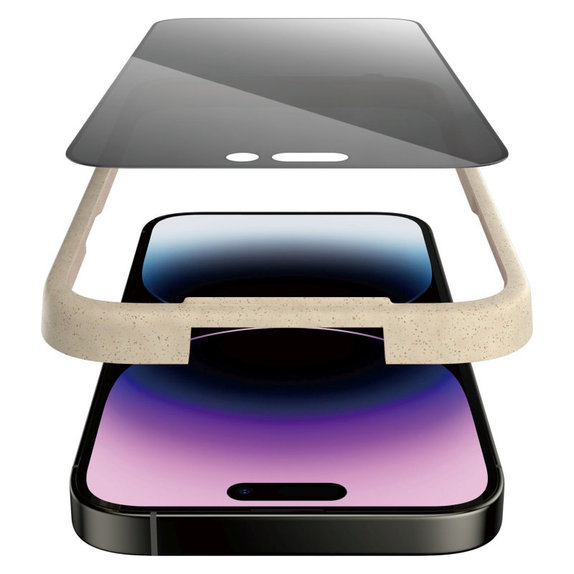 Kaljeno staklo UWF Privacy AB s aplikatorom za iPhone 14 Pro Max, Crna, PanzerGlass