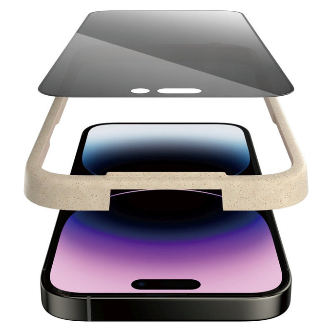 Kaljeno staklo UWF Privacy AB s aplikatorom za iPhone 14 Pro Max, Crna, PanzerGlass