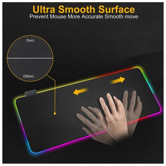 FixPremium - Podloga za miš i tipkovnicu s RGB-om, 90x40cm, crna