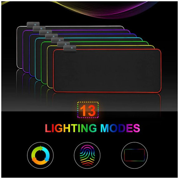 FixPremium - Podloga za miš i tipkovnicu s RGB-om, 90x40cm, crna