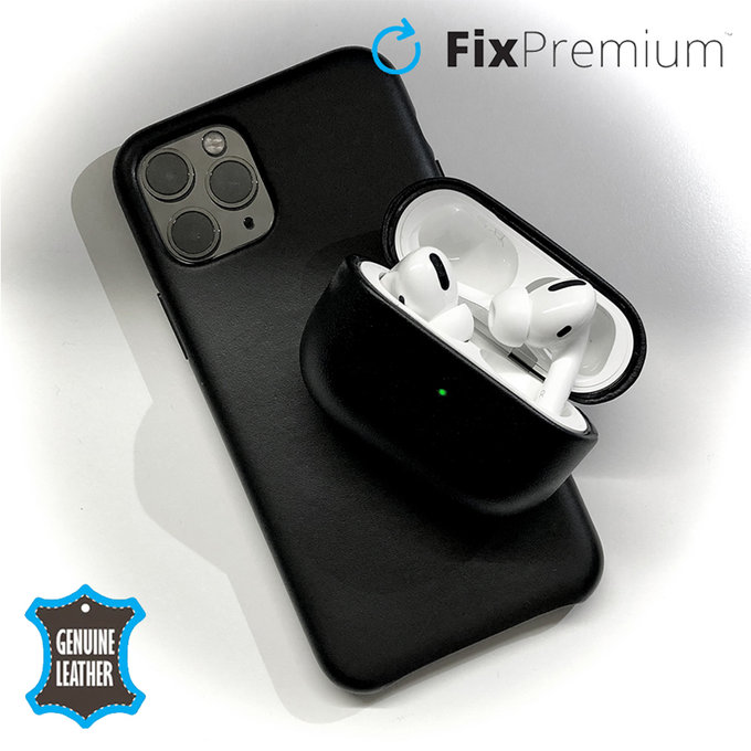 FixPremium - Kožna torbica za AirPods 1 i 2, crna