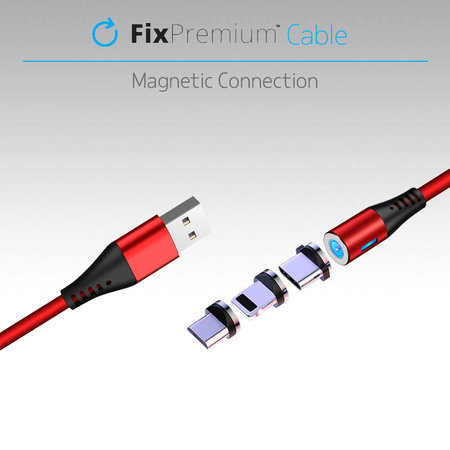 FixPremium - USB-C / USB magnetni kabel (2m), crveni