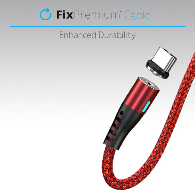 FixPremium - Lightning/USB magnetni kabel (2m), crveni