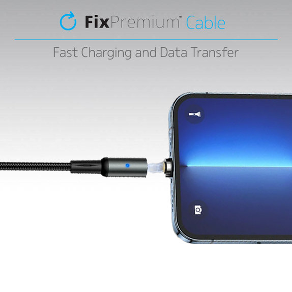 FixPremium - Lightning/USB magnetni kabel (2m), crni